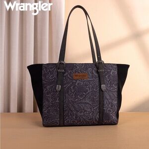 Wrangler Vintage Floral Printed Large Tote Bag - Black